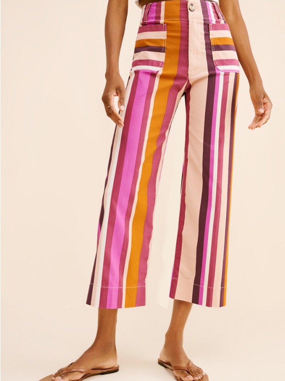 Anthropologie Maeve Colette Striped Wide-Leg Crop Pants